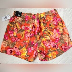 NWT Kut from the Kloth L Drawstring Tangerine Linen Shorts SOLD OUT ONLINE